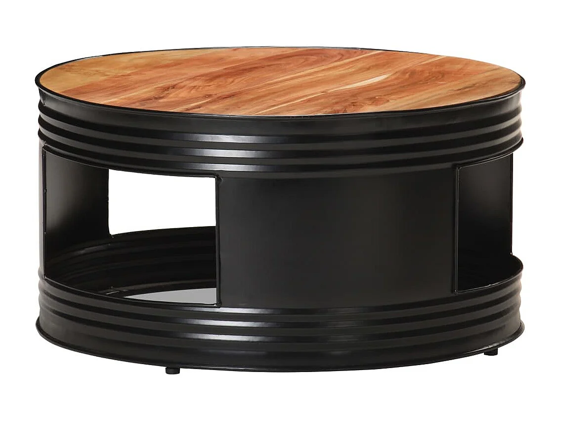 Tavolino da Salotto Nero 68x68x36 cm in Massello di Acacia