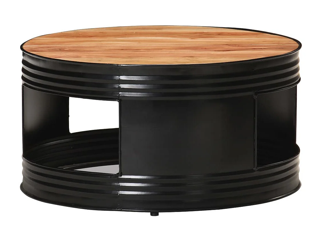 Tavolino da Salotto Nero 68x68x36 cm in Massello di Acacia