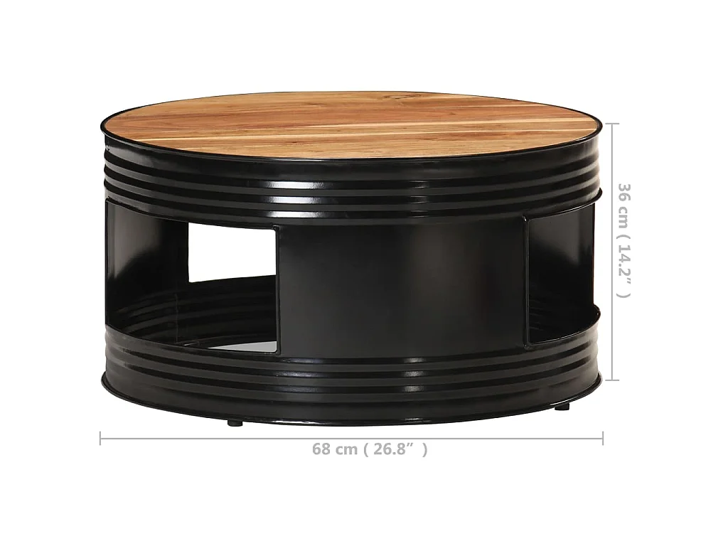 Table basse Noir 68x68x36 cm Bois d'acacia massif