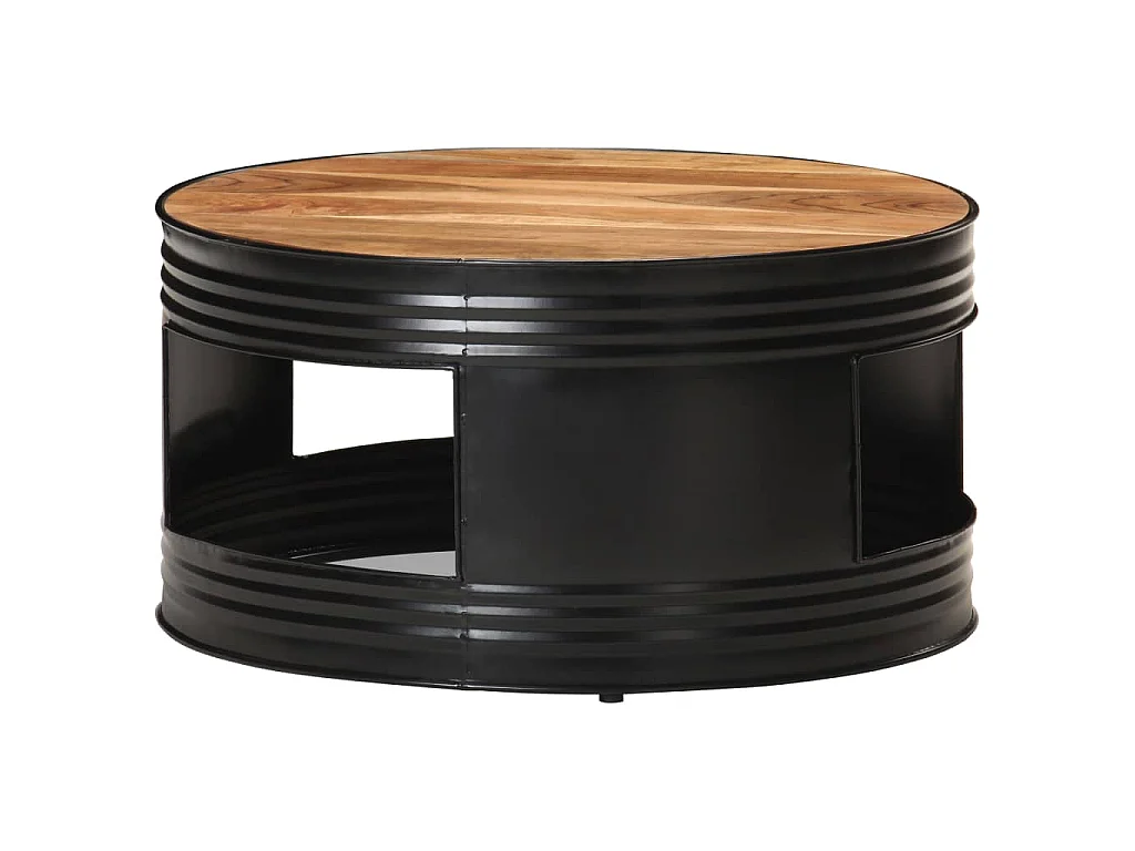 Table basse Noir 68x68x36 cm Bois d'acacia massif