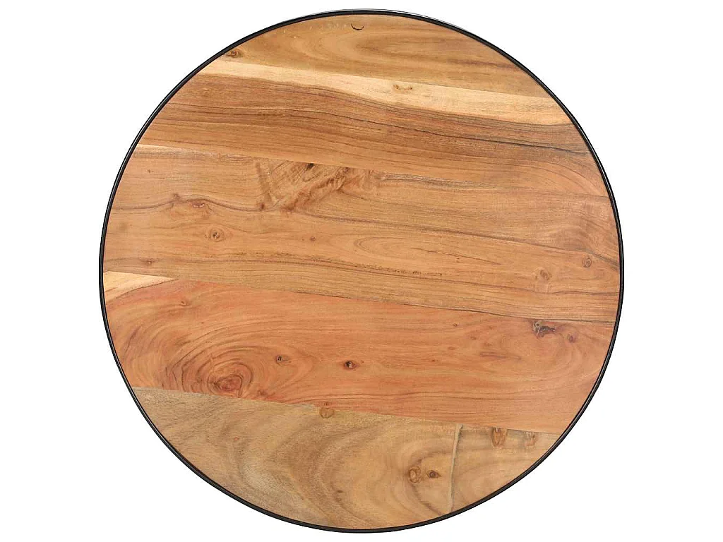 Mesa de centro de madera maciza de acacia negro 68x68x36 cm