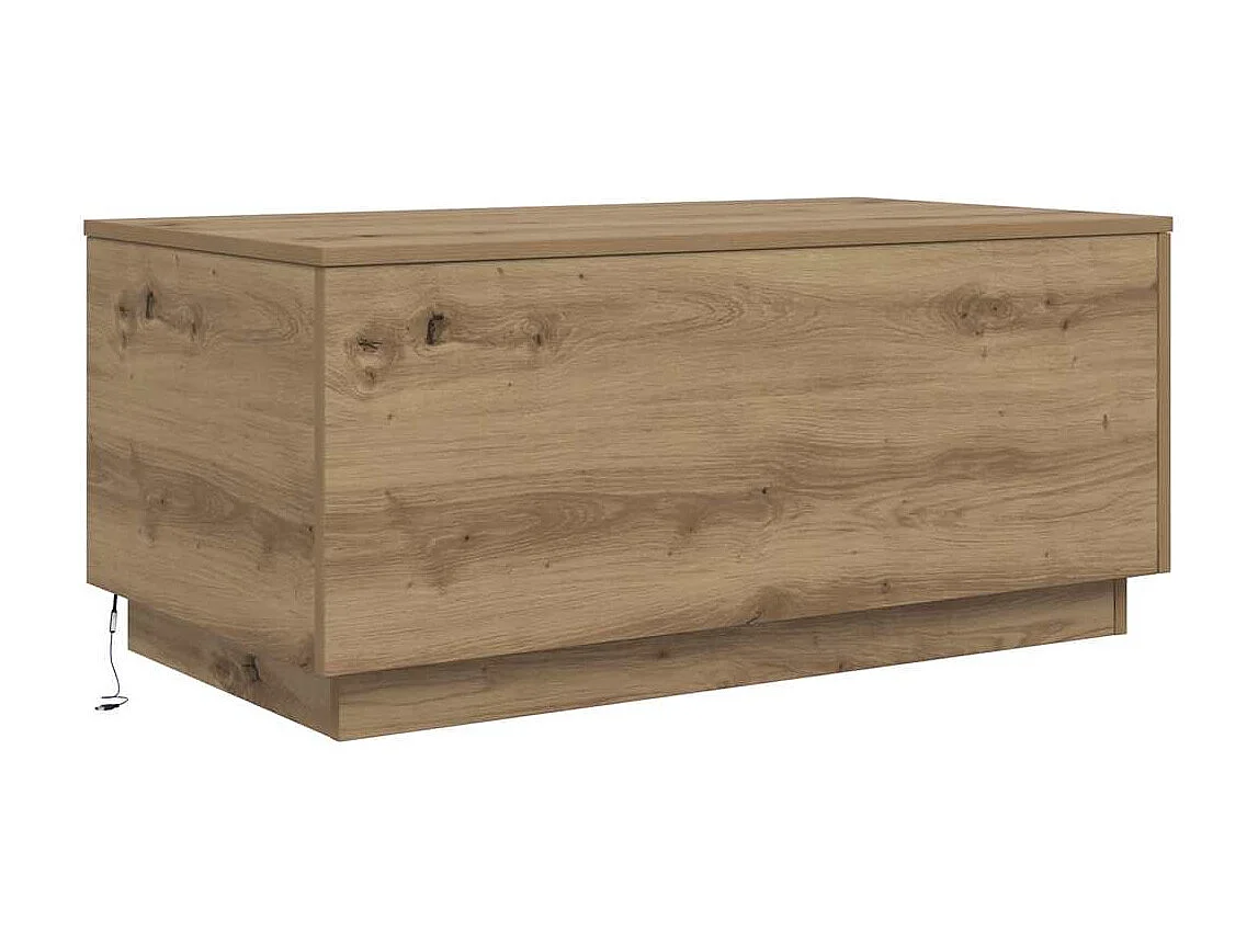 Tavolino da Salotto con Luci LED Rovere Artigianale 90x50x40 cm