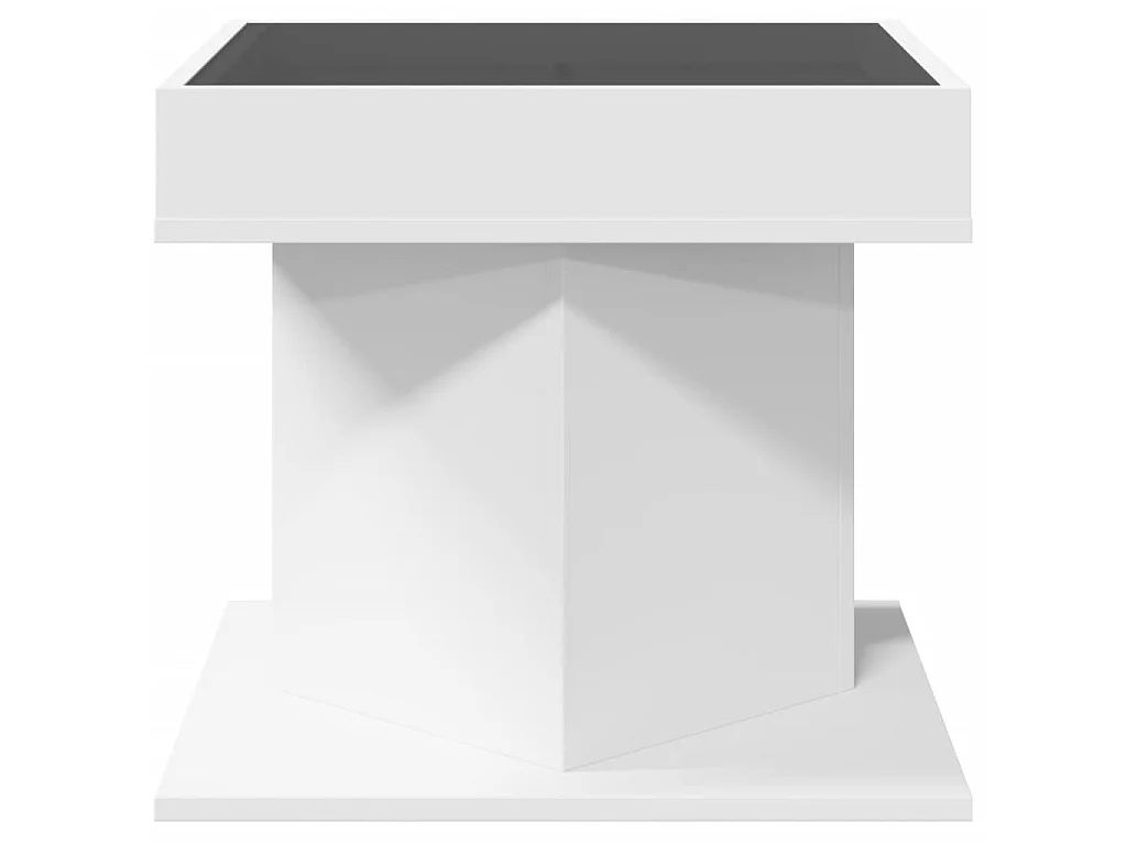 Tavolino Salotto con LED Bianco 50x50x45 cm Legno Multistrato