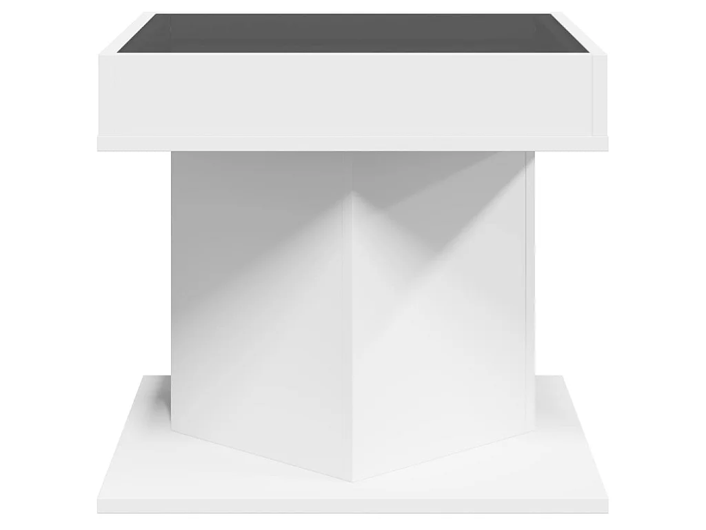 Tavolino Salotto con LED Bianco 50x50x45 cm Legno Multistrato