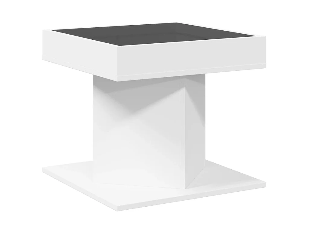 Tavolino Salotto con LED Bianco 50x50x45 cm Legno Multistrato