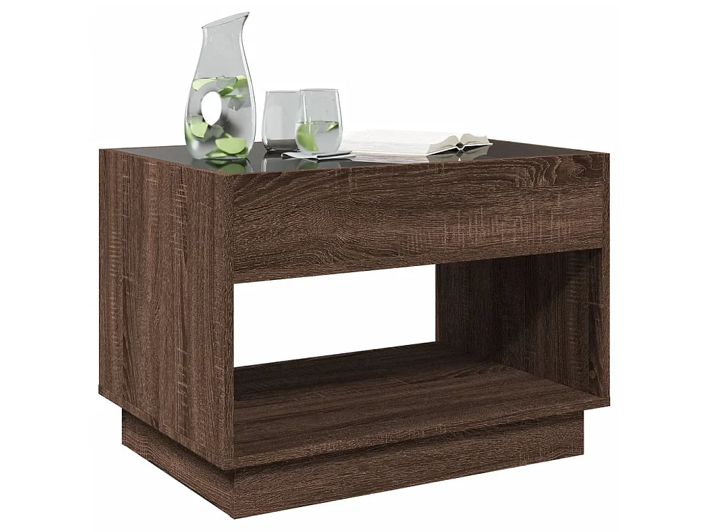 Table basse avec LED infini chêne marron 70x50x50 cm