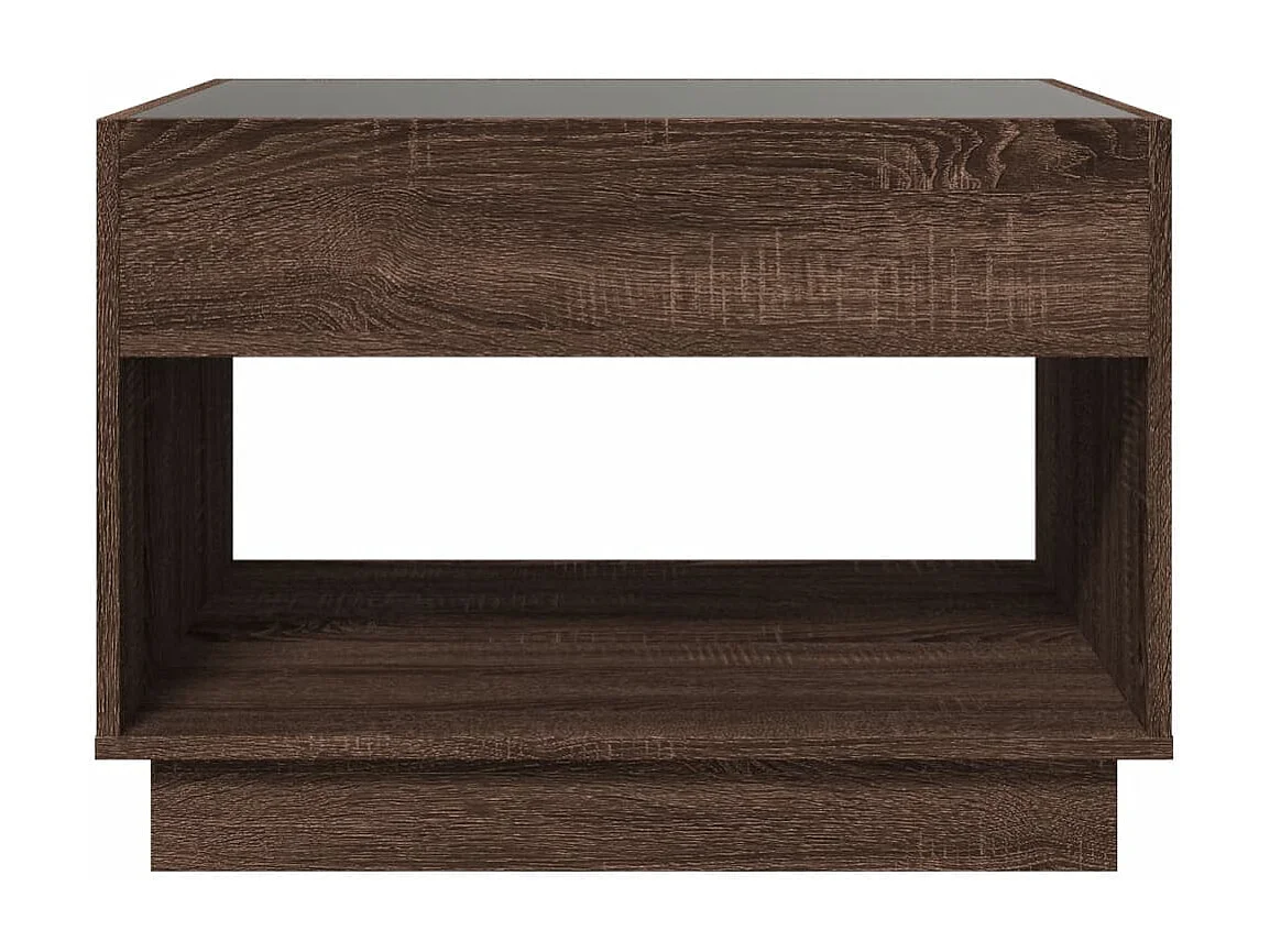 Table basse avec LED infini chêne marron 70x50x50 cm