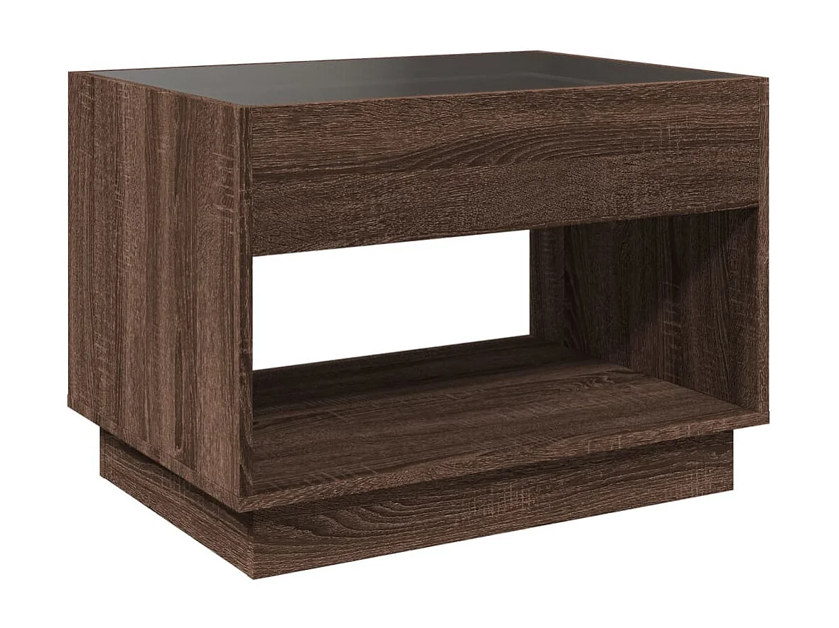 Table basse avec LED infini chêne marron 70x50x50 cm