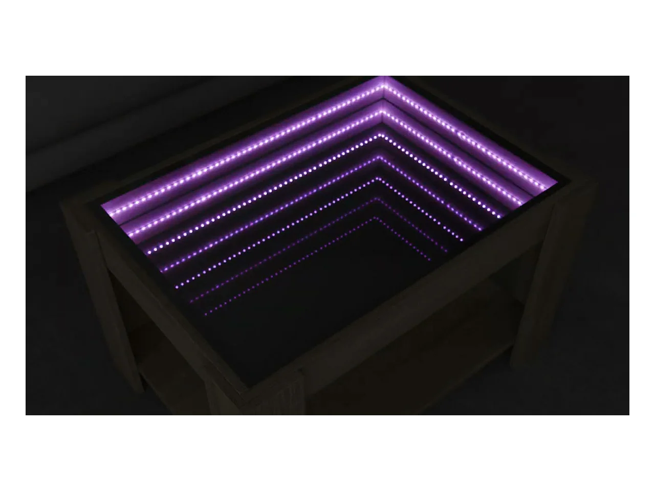 Salontafel met LED 53x53x45 cm bewerkt hout wit