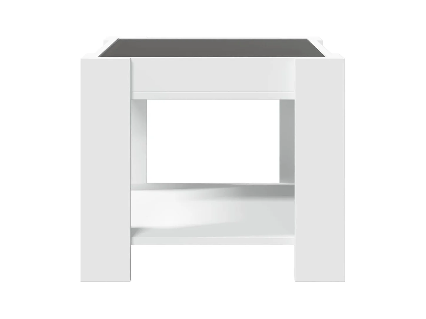 Salontafel met LED 53x53x45 cm bewerkt hout wit