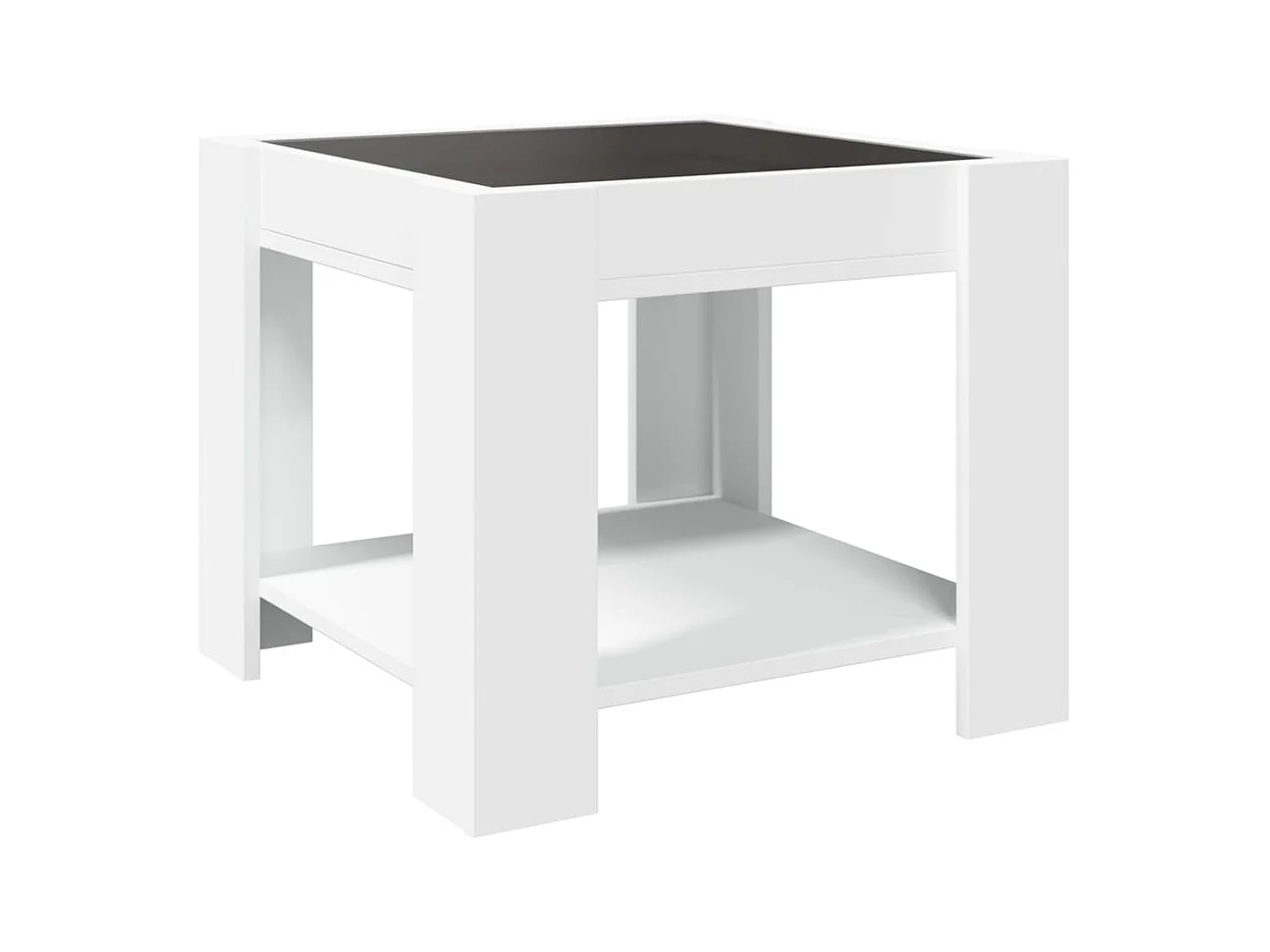 Salontafel met LED 53x53x45 cm bewerkt hout wit