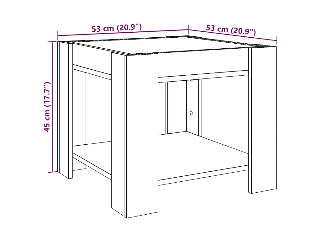 Mesa de centro c/ LEDs 53x53x45 cm derivados de madeira branco