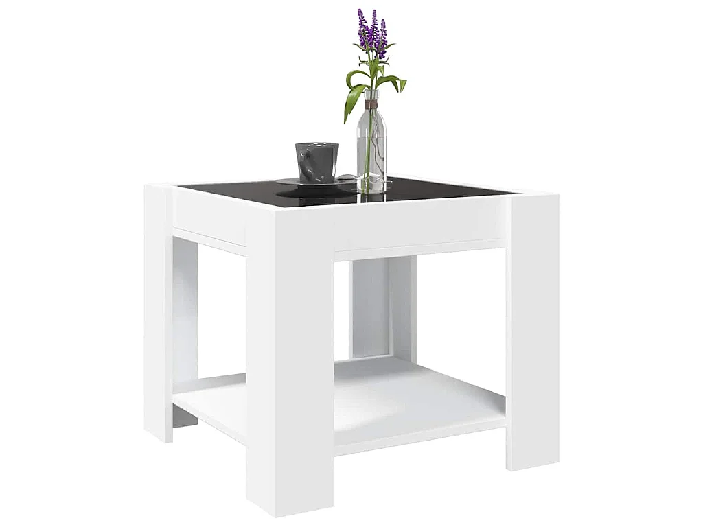 Mesa de centro c/ LEDs 53x53x45 cm derivados de madeira branco