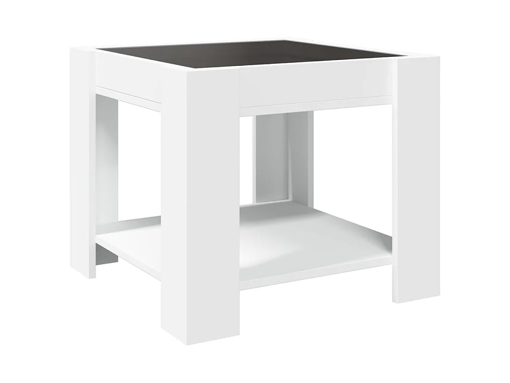 Mesa de centro c/ LEDs 53x53x45 cm derivados de madeira branco
