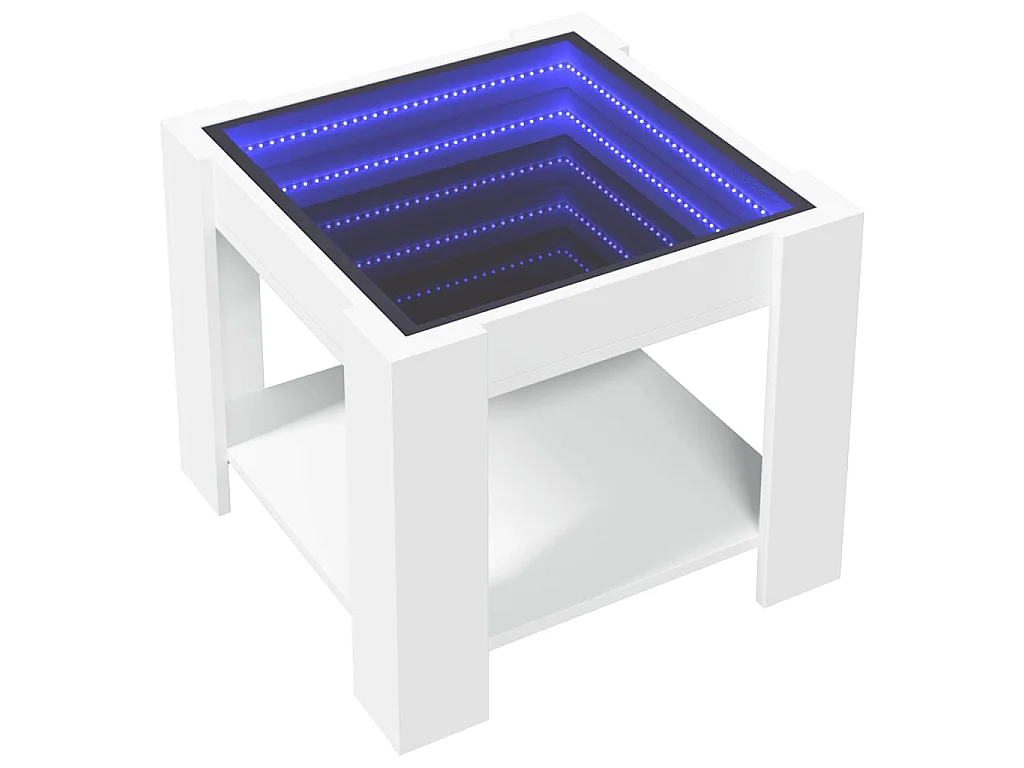 Mesa de centro c/ LEDs 53x53x45 cm derivados de madeira branco