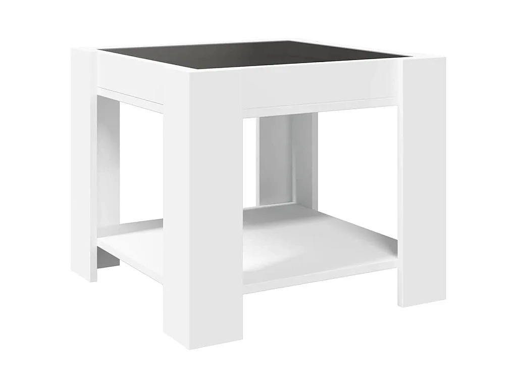 Mesa de centro c/ LEDs 53x53x45 cm derivados de madeira branco