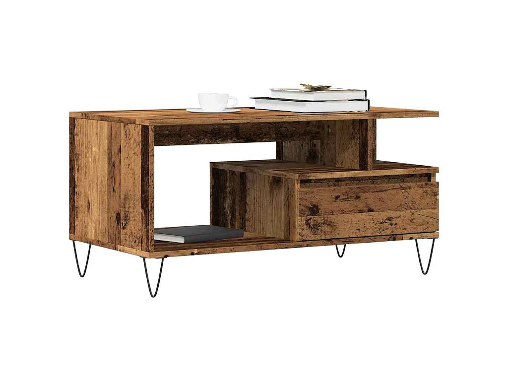 Tavolino da Salotto Legno Antico 90x49x45 cm Legno Multistrato