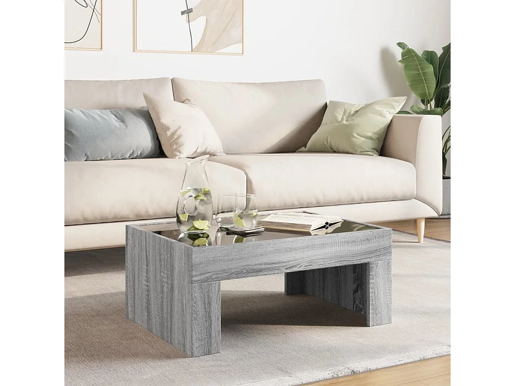Table basse avec LED infini sonoma gris 70x50x30 cm