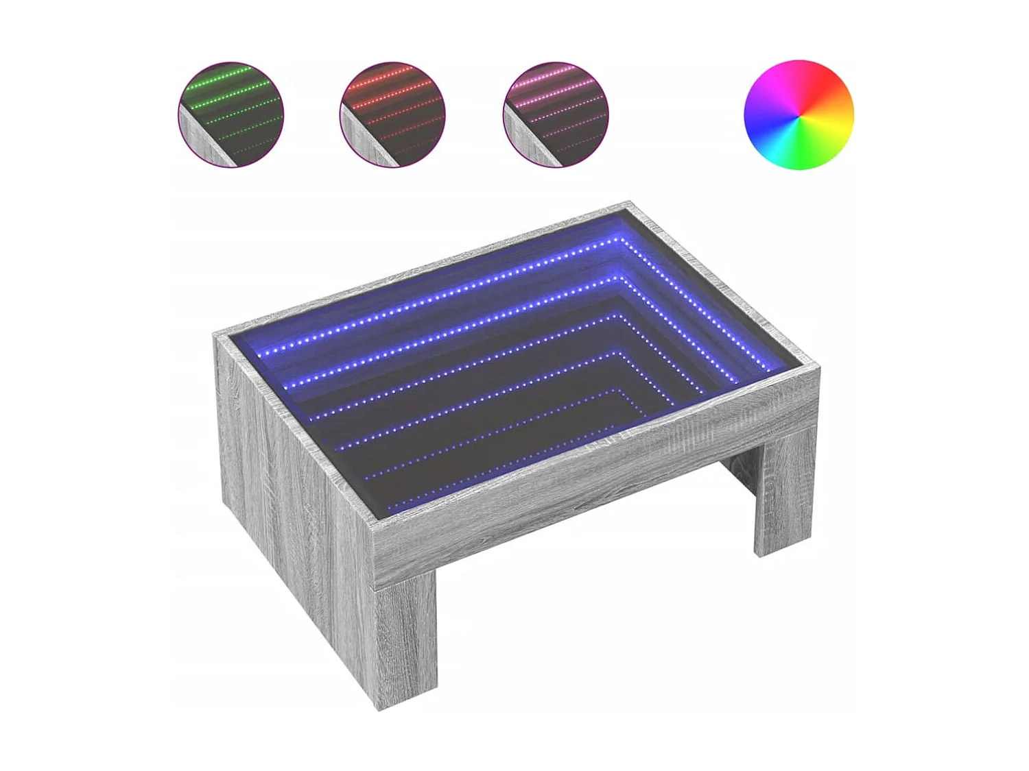 Couchtisch mit Infinity-LED Grau Sonoma 70x50x30 cm