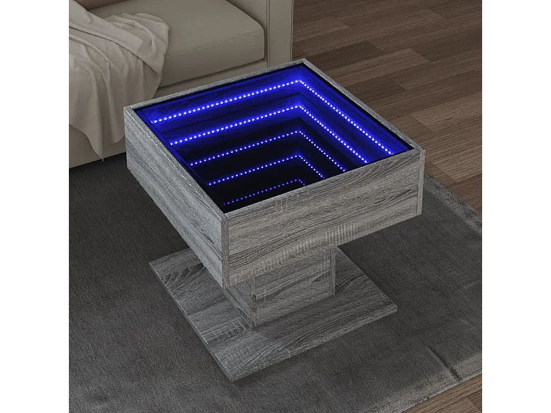 LED-Couchtisch Grau Sonoma 50x50x45 cm Holzwerkstoff