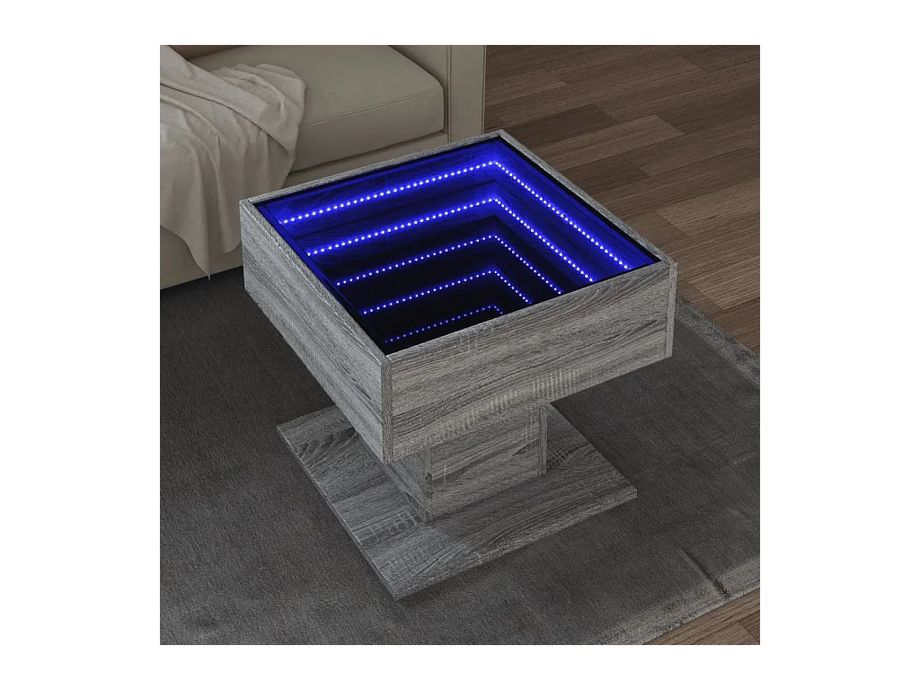 Table basse avec LED sonoma gris 50x50x45 cm bois d'ingénierie