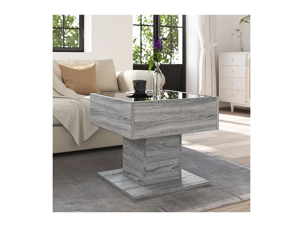 Table basse avec LED sonoma gris 50x50x45 cm bois d'ingénierie