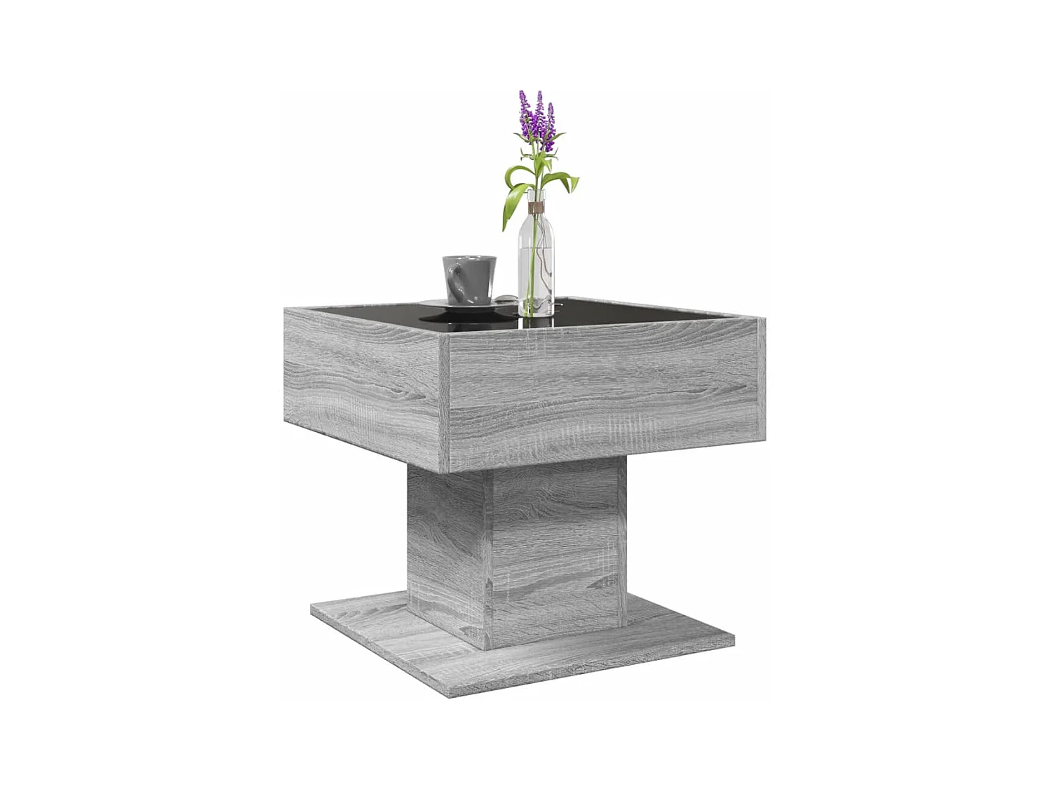 Table basse avec LED sonoma gris 50x50x45 cm bois d'ingénierie
