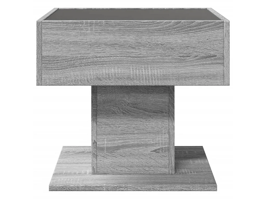 Salontafel met LED 50x50x45 cm bewerkt hout grijs sonoma eiken