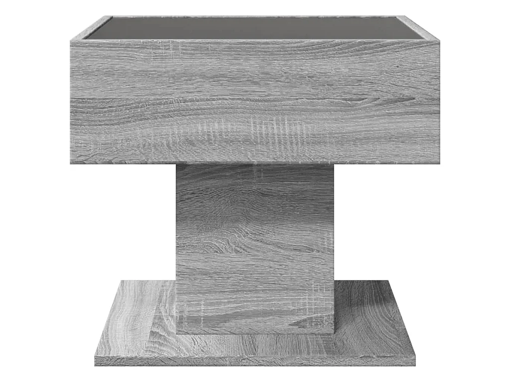 Salontafel met LED 50x50x45 cm bewerkt hout grijs sonoma eiken