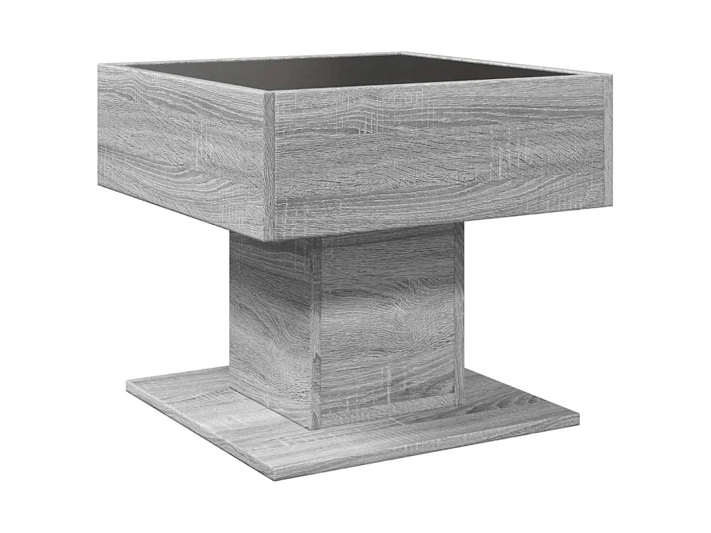 Salontafel met LED 50x50x45 cm bewerkt hout grijs sonoma eiken