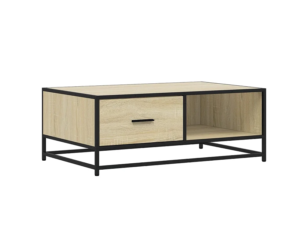 Tavolino Rovere Sonoma 90x57x35 cm Legno Multistrato e Metallo