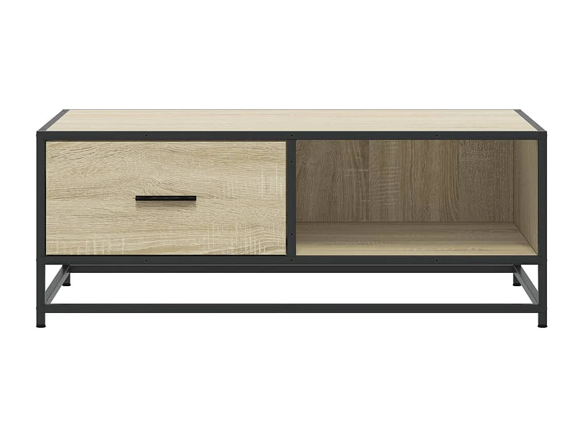 Tavolino Rovere Sonoma 90x57x35 cm Legno Multistrato e Metallo