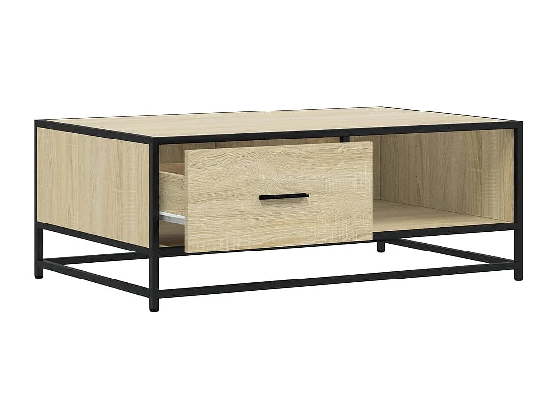 Tavolino Rovere Sonoma 90x57x35 cm Legno Multistrato e Metallo