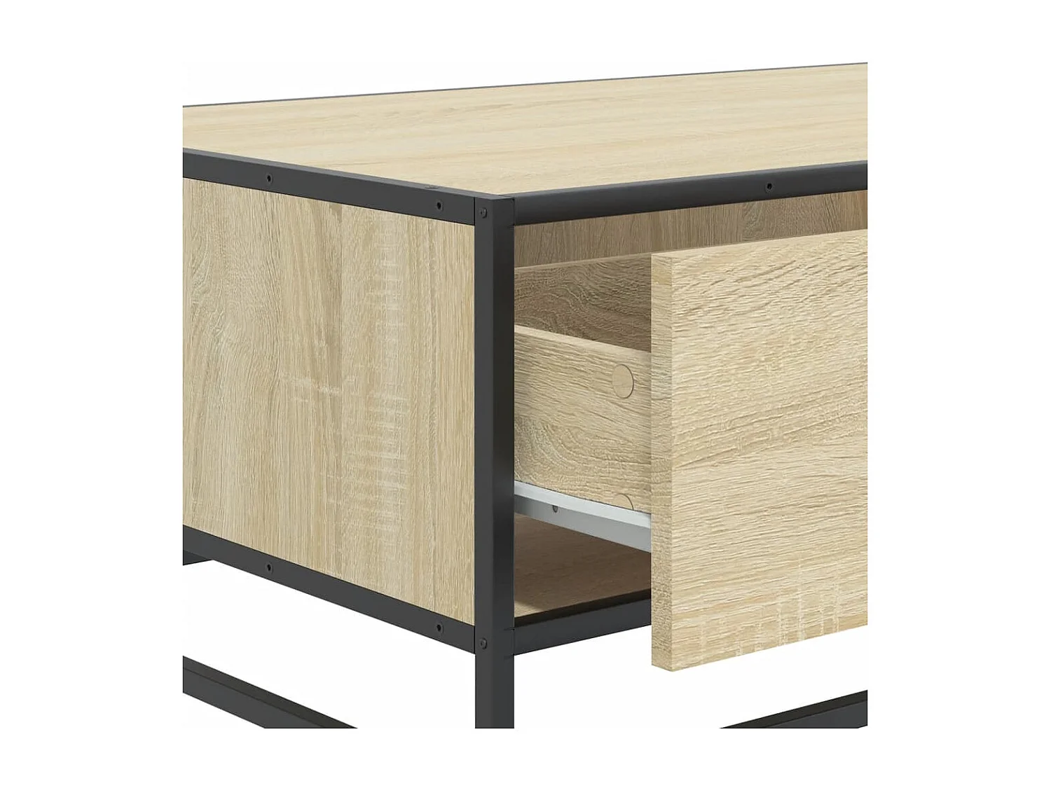 Tavolino Rovere Sonoma 90x57x35 cm Legno Multistrato e Metallo