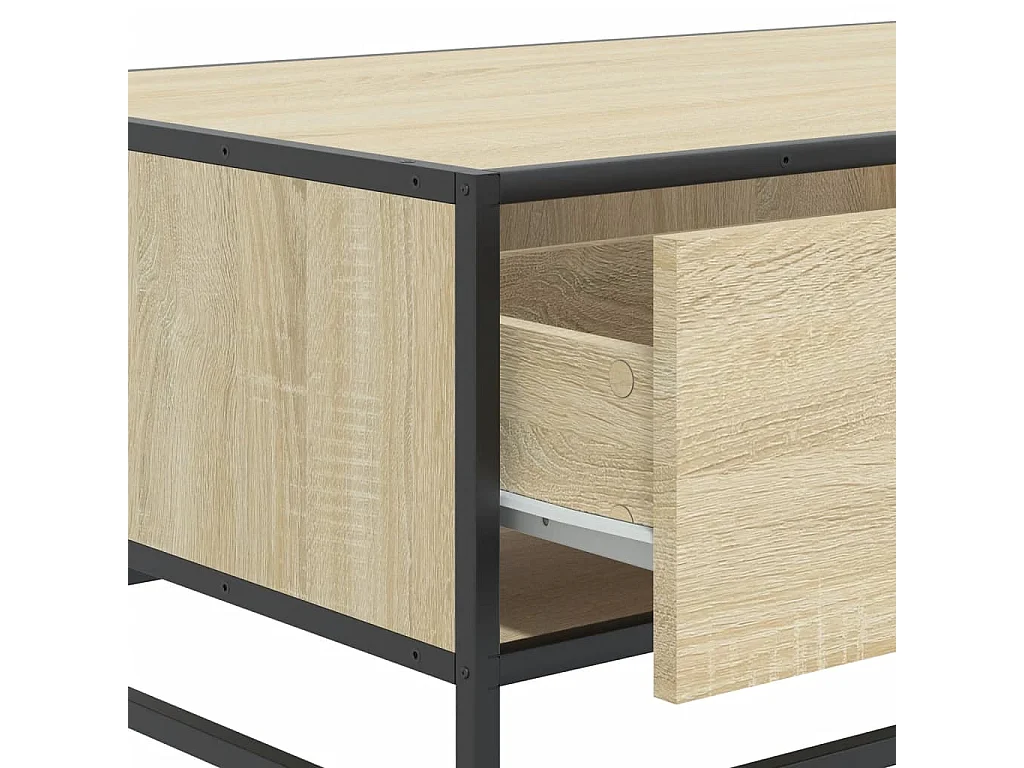Table basse chêne sonoma 90x57x35 cm bois d'ingénierie et métal
