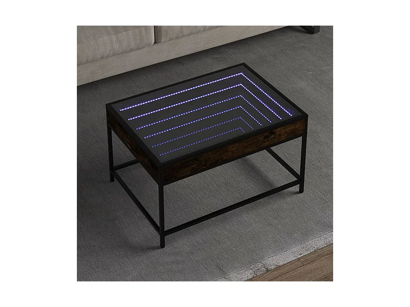 Table basse avec LED infini chêne fumé 70x50x41 cm