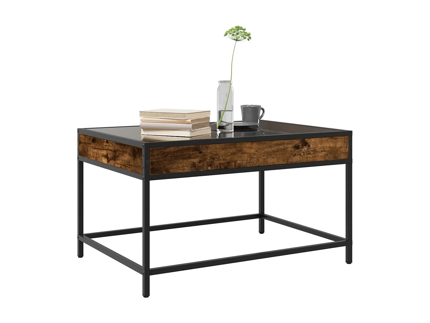 Table basse avec LED infini chêne fumé 70x50x41 cm