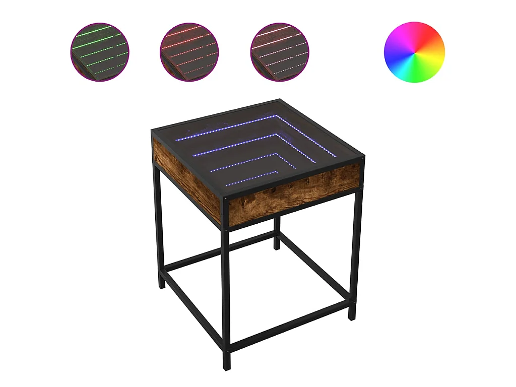 Couchtisch mit Infinity-LED Räuchereiche 40x40x51 cm