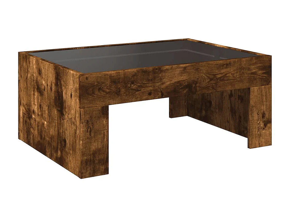 Table basse avec LED infini chêne fumé 70x50x30 cm