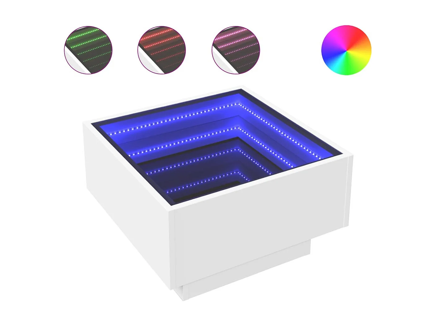 LED-Couchtisch Weiß 50x50x30 cm Holzwerkstoff