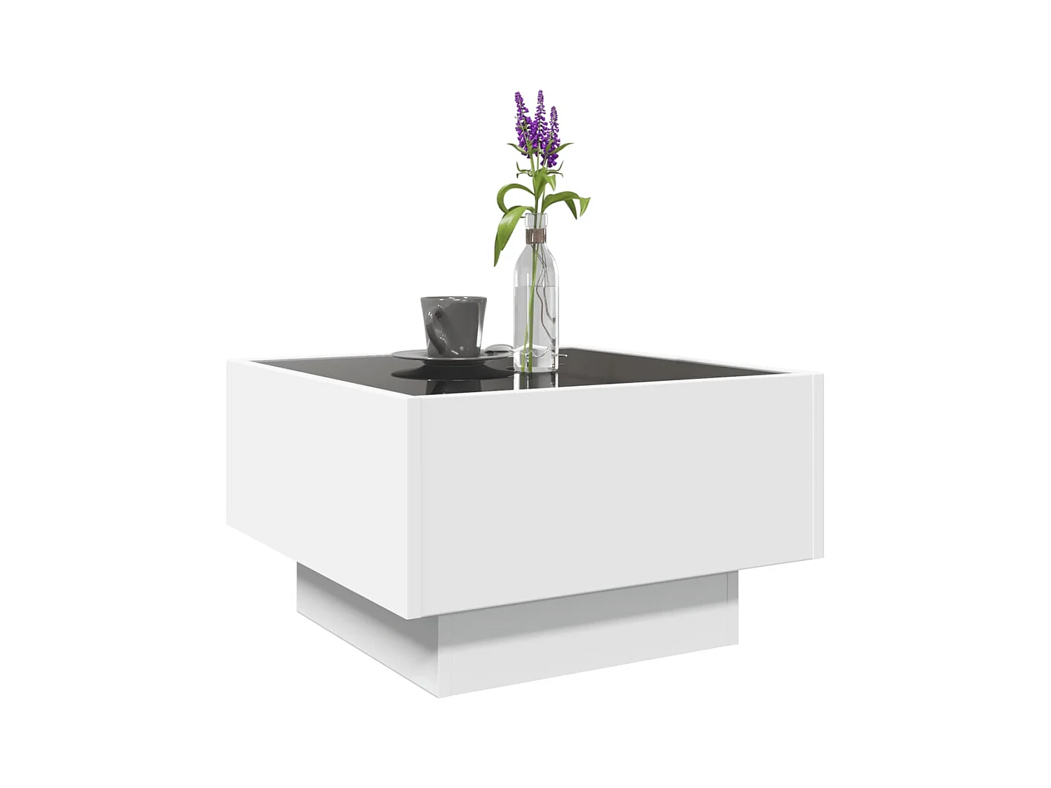 Salontafel met LED 50x50x30 cm bewerkt hout wit