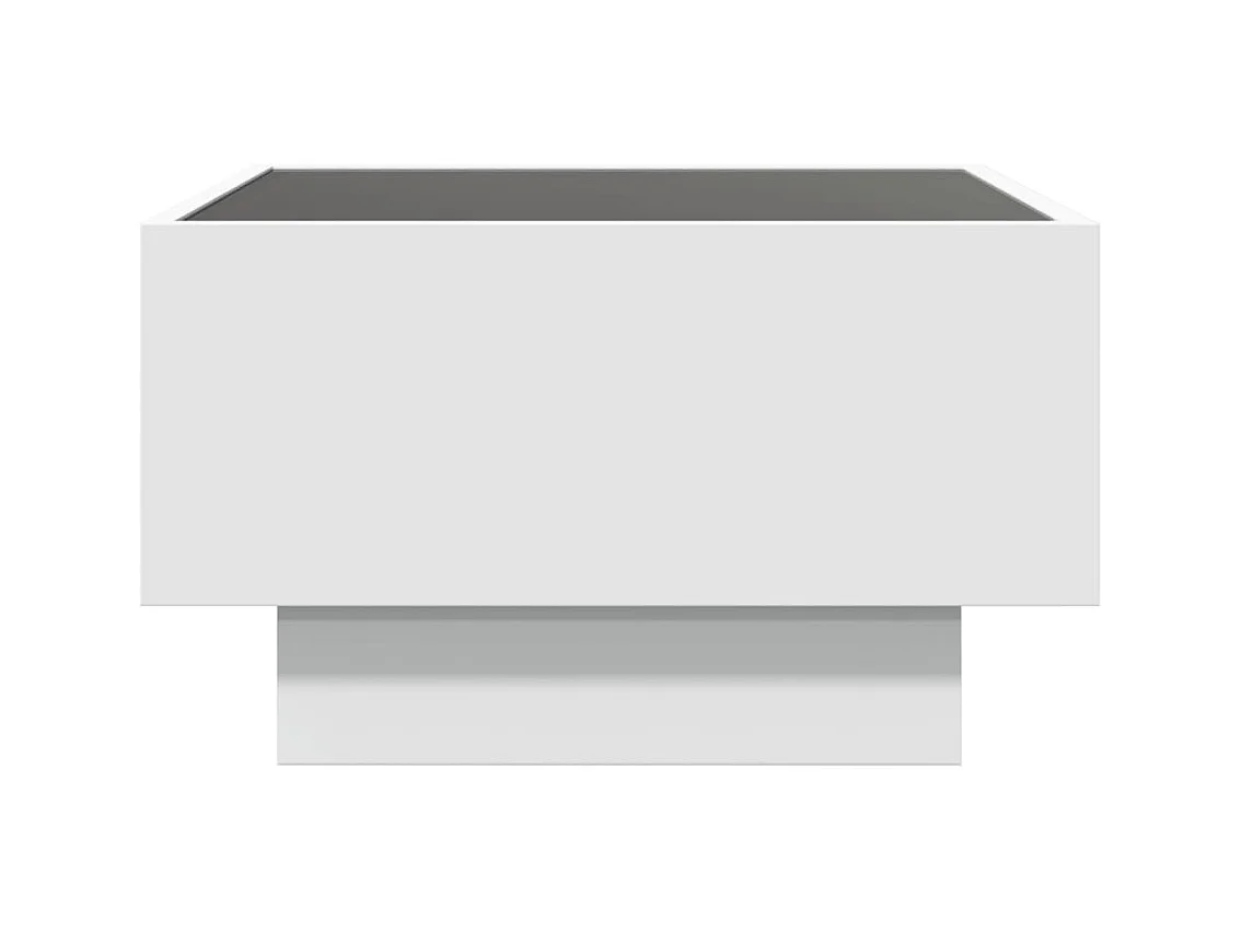 Salontafel met LED 50x50x30 cm bewerkt hout wit
