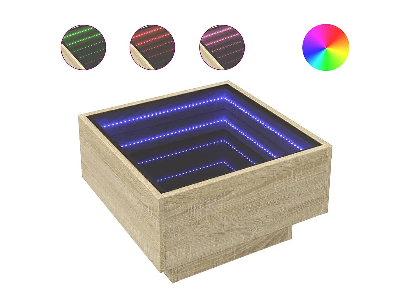 LED-Couchtisch Sonoma Eiche 50x50x30 cm Holzwerkstoff