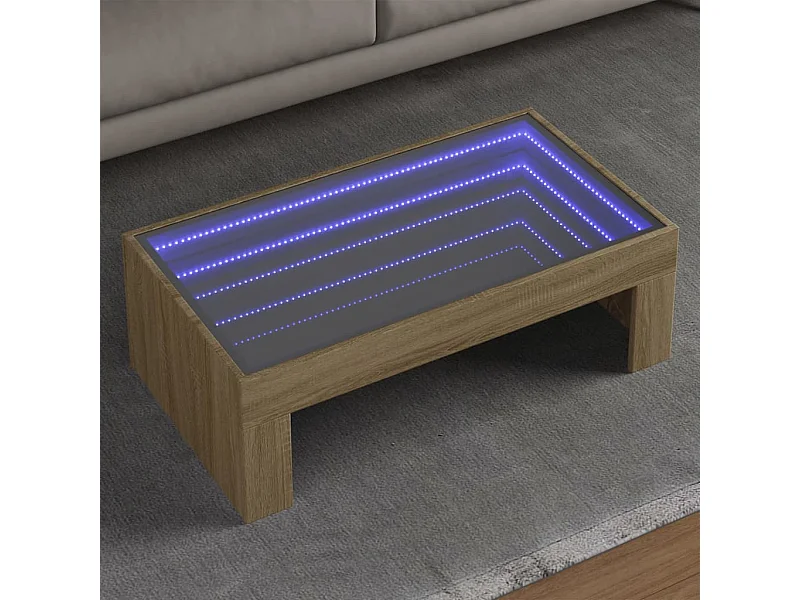 Table basse avec LED infini chêne sonoma 90x50x30 cm