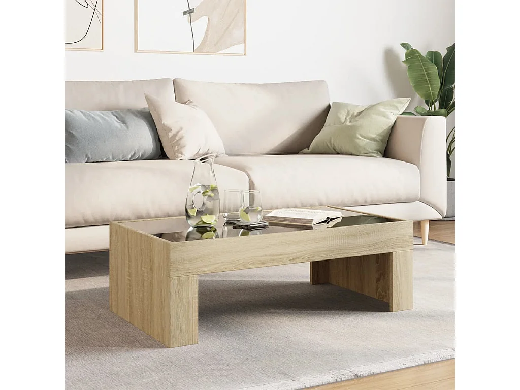 Mesa de centro luzes LED Infinity 90x50x30 cm carvalho sonoma