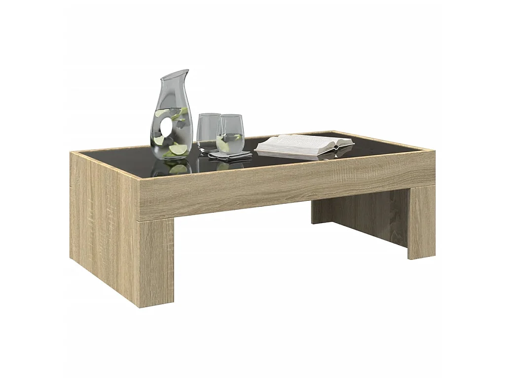 Mesa de centro luzes LED Infinity 90x50x30 cm carvalho sonoma