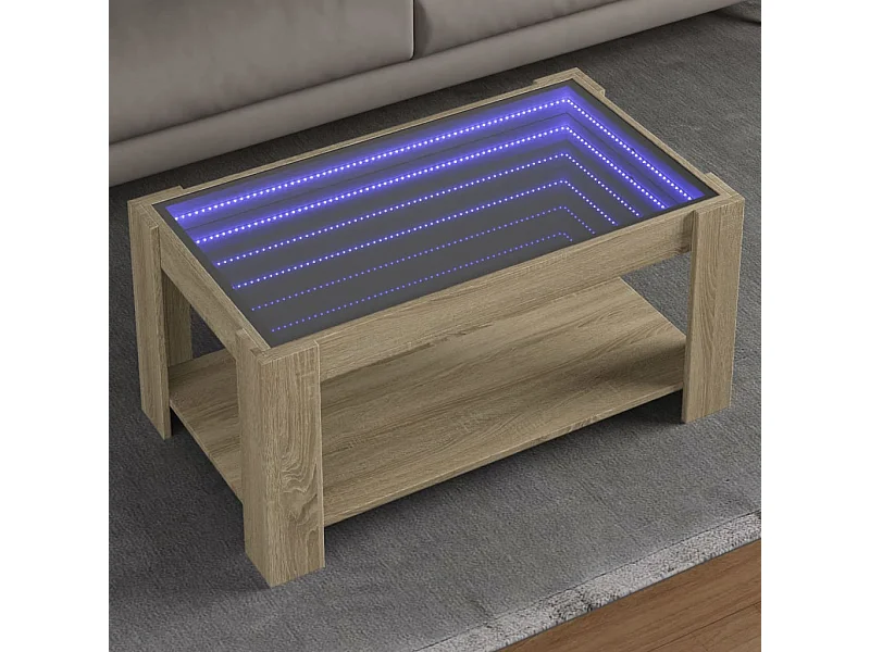 LED-Couchtisch Sonoma Eiche 93x53x45 cm Holzwerkstoff