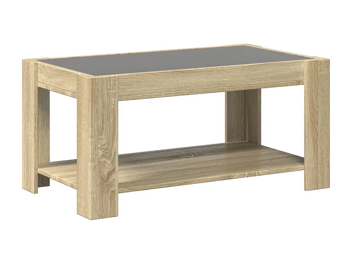 Mesa de centro y LED madera ingeniería roble Sonoma 93x53x45 cm