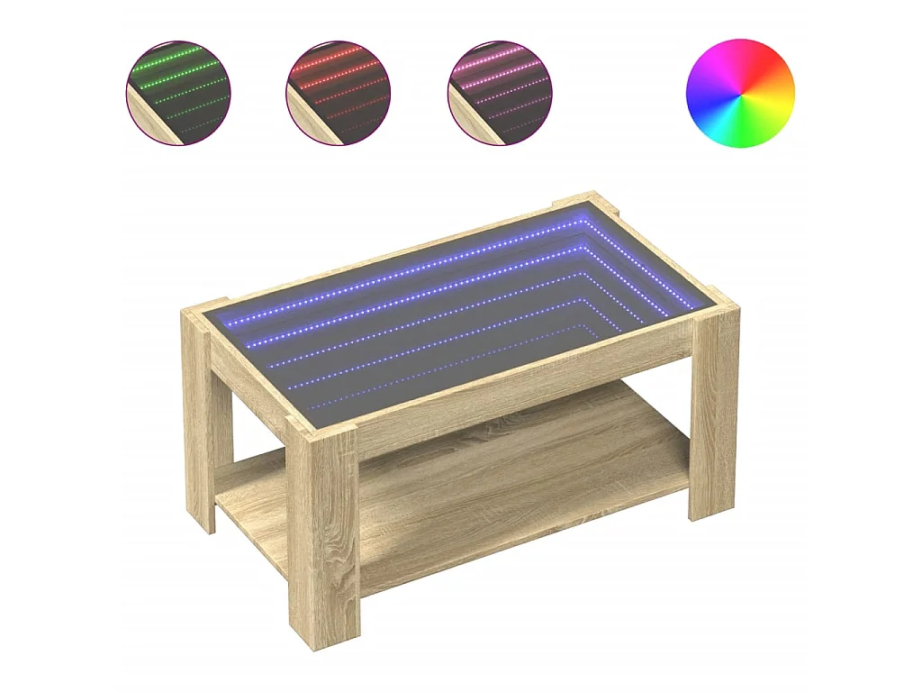 Tavolino Salotto con LED Rovere Sonoma 93x53x45 cm Multistrato