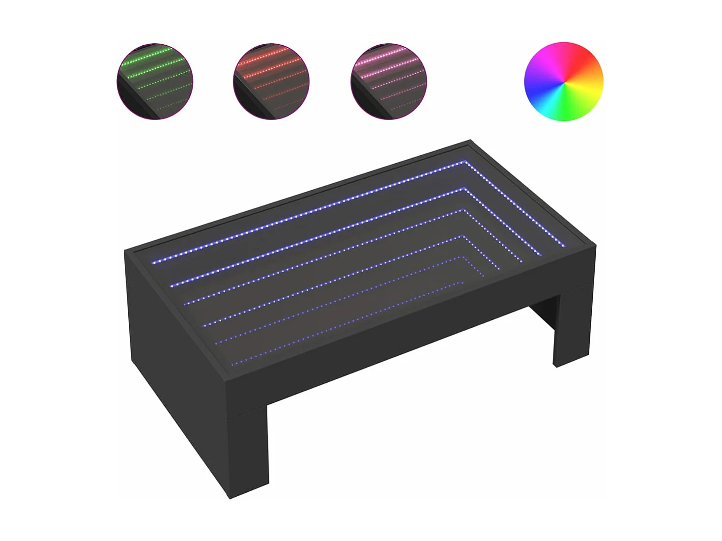 Table basse avec LED infini noir 90x50x30 cm